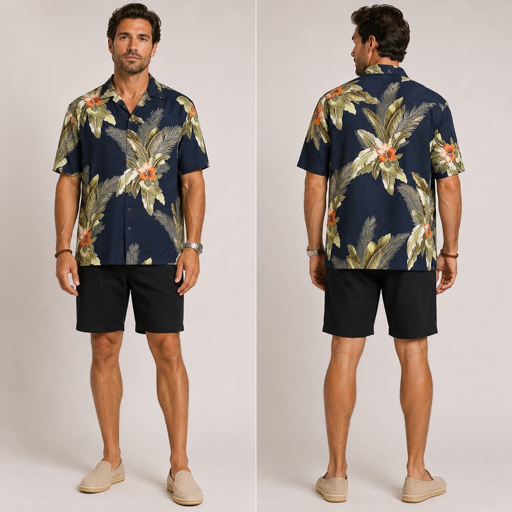NWT Tommy Bahama 100 % Silk Summer Casual Luxury Shirt Cabincore Size XXL